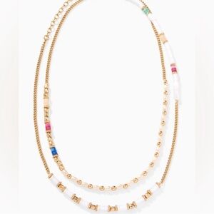 Stella & Dot Layering Gold Beaded Necklace with Colorful Accents- NWT